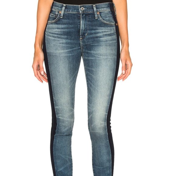 Citizens Of Humanity Women's Rocket Crop High Rise Shadow Stripe Darkness Skinny Jean